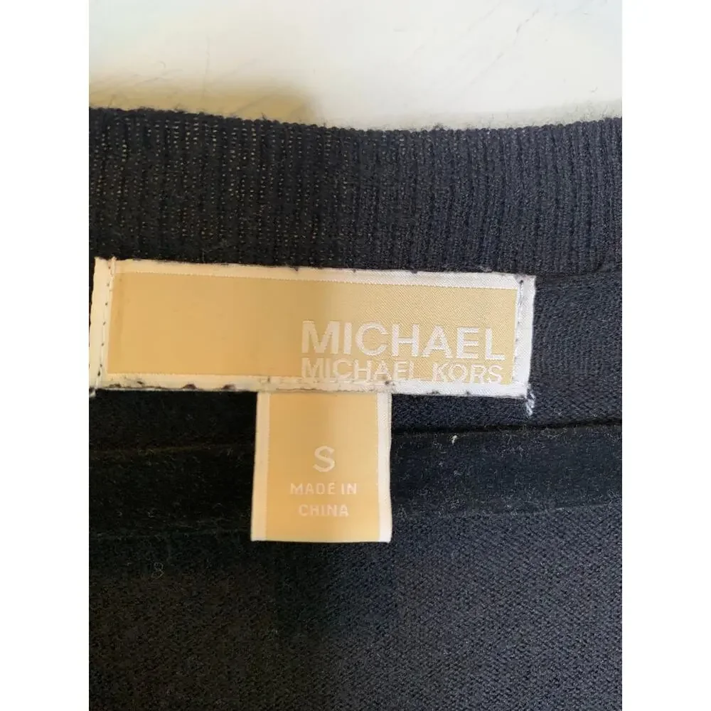 Michael Kors Black V Neck Light Weight Sweater Sz Small